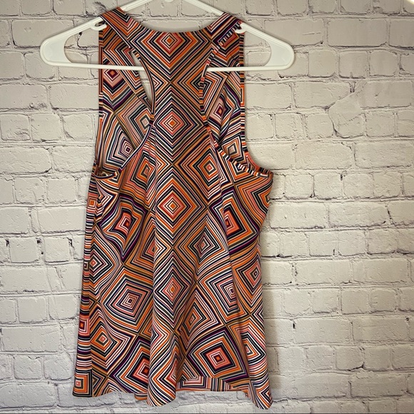 Trina Turk Geometric Print Silk Sleeveless Top - Picture 6 of 12